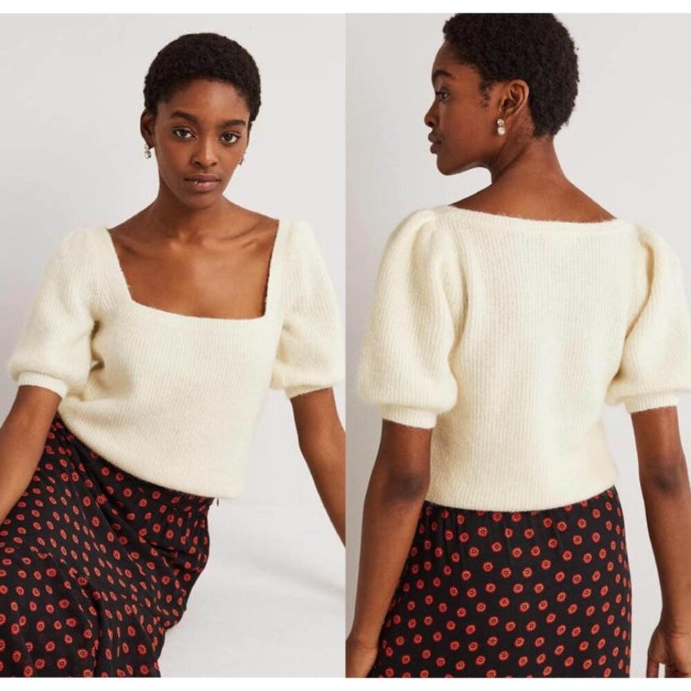 Boden Women’s Square Neck Fluffy Mohair & Wool Blend Sweater Sz L